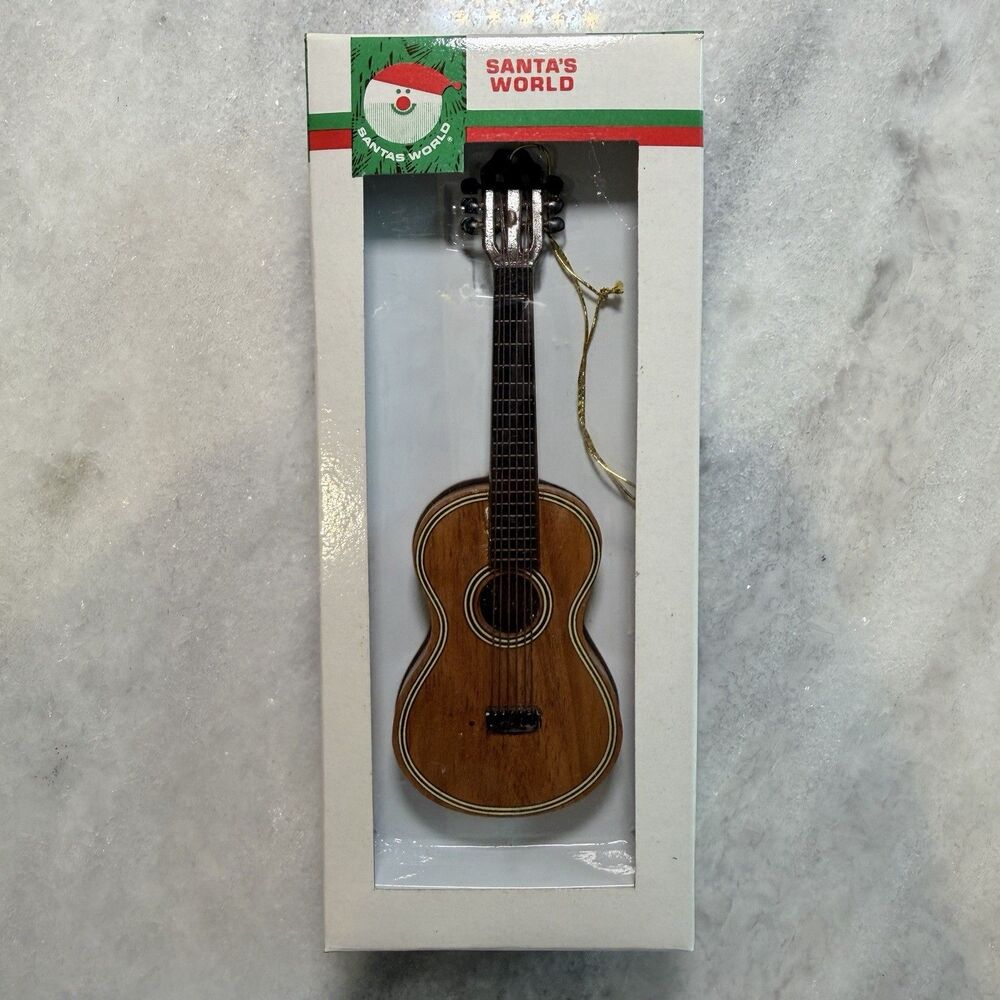 Vintage Guitar Ornament Kurt Adler Santa's World Guitar Instrument